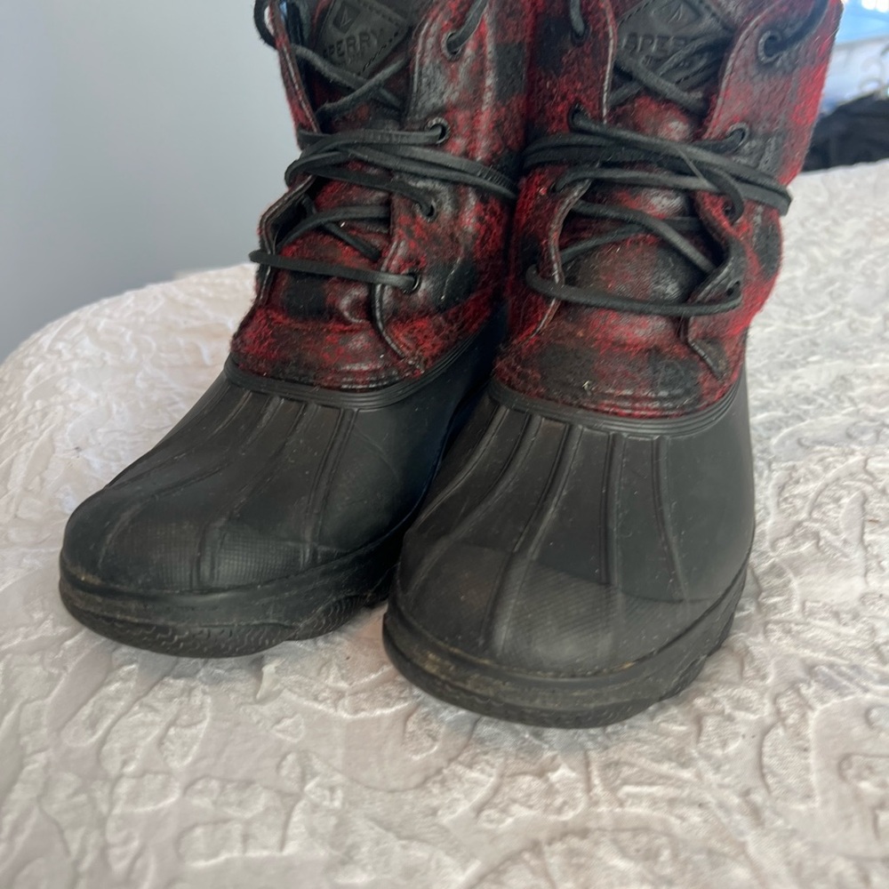 Sperry Black and Red Winter Boots